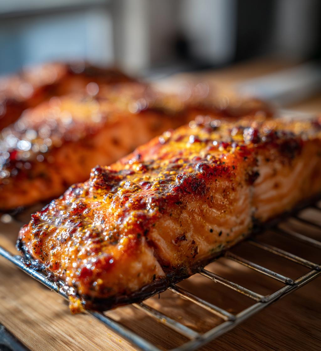 baked salmon with mustard glaze