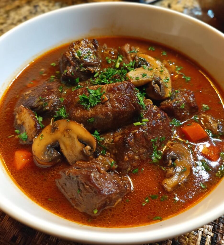 slow cooker beef and mushroom stew