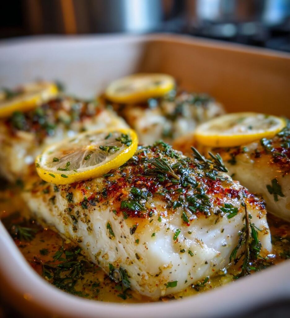 baked cod with lemon and herbs