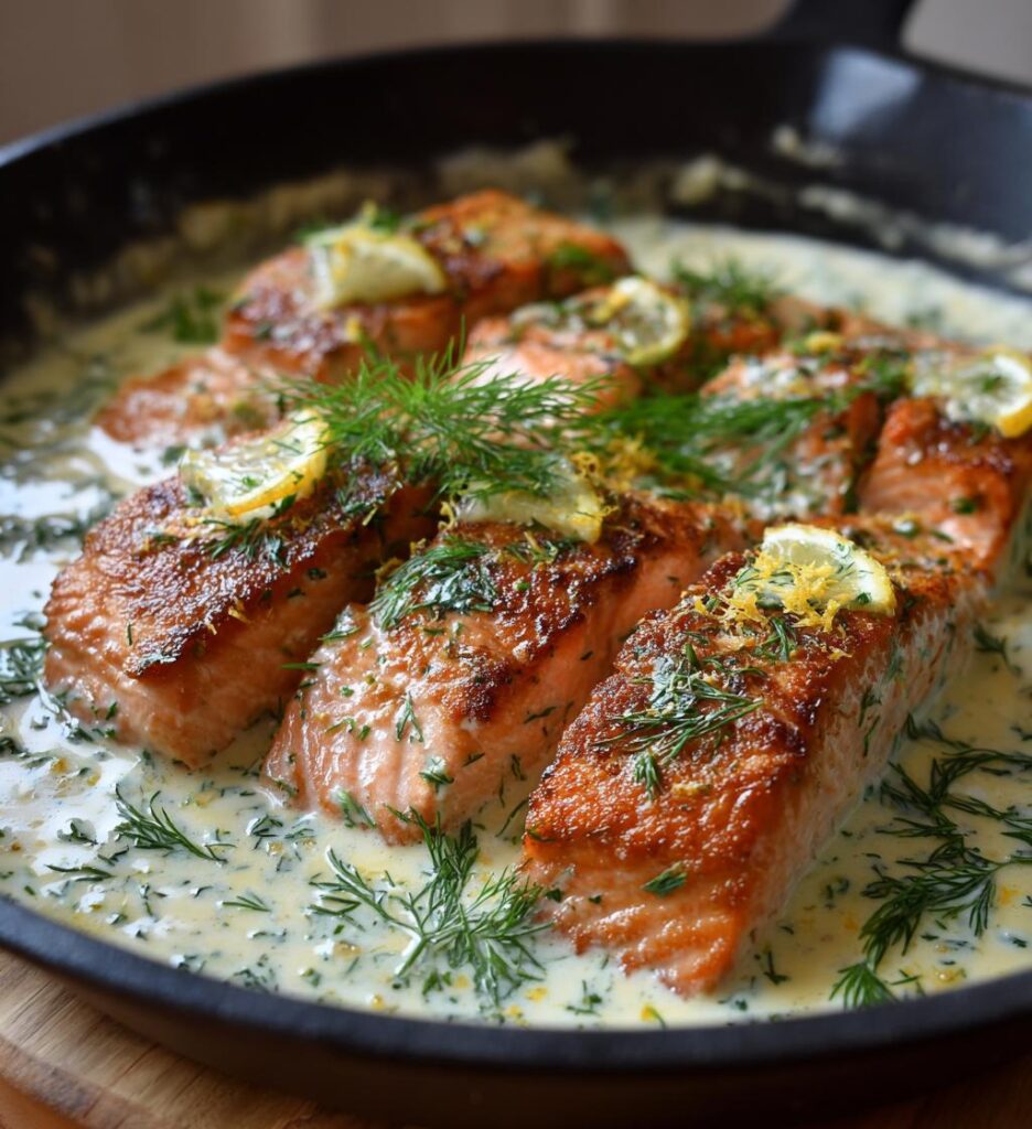baked salmon with garlic cream sauce