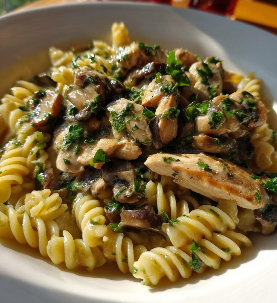 creamy chicken and mushroom pasta