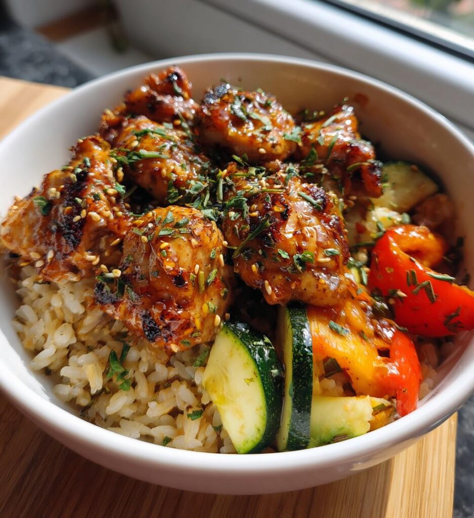 air fryer chicken rice bowl recipe