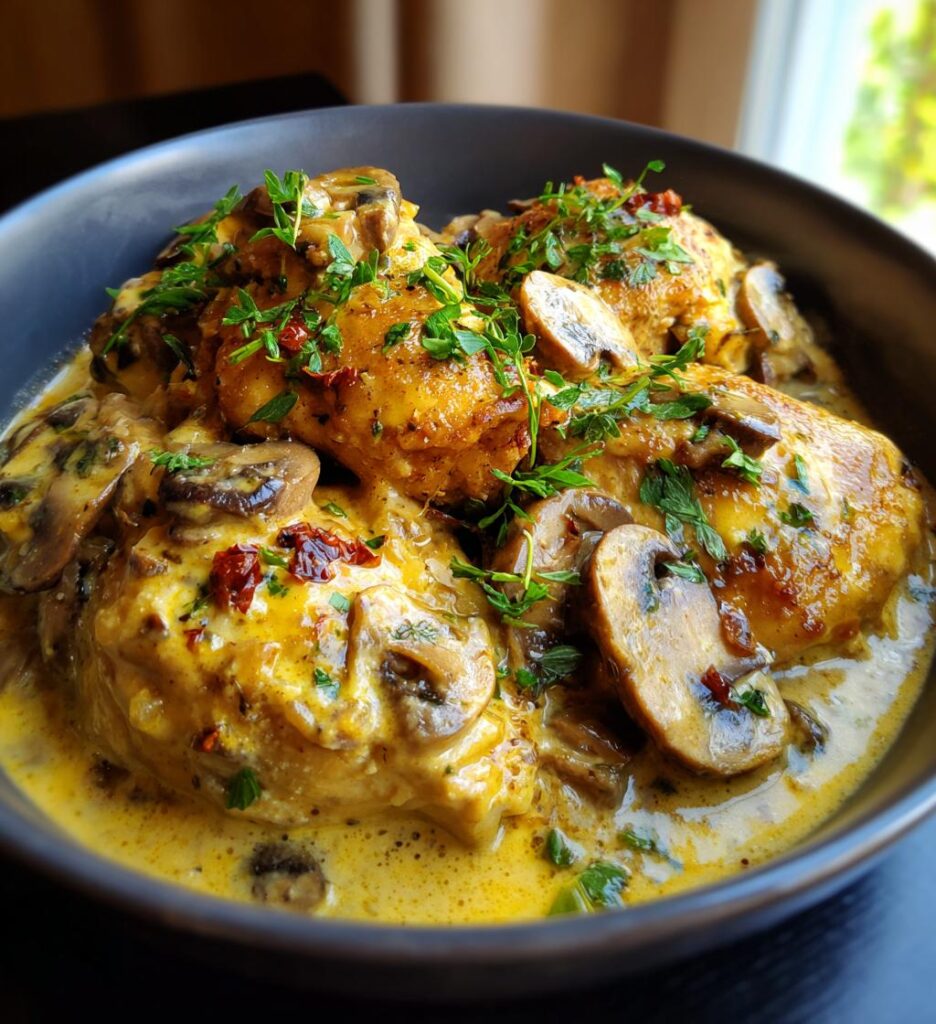 slow cooker creamy mushroom chicken