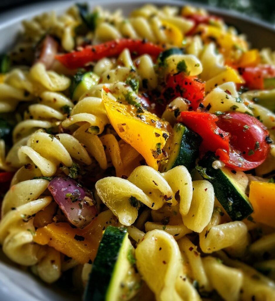 easy summer pasta salad with Italian dressing