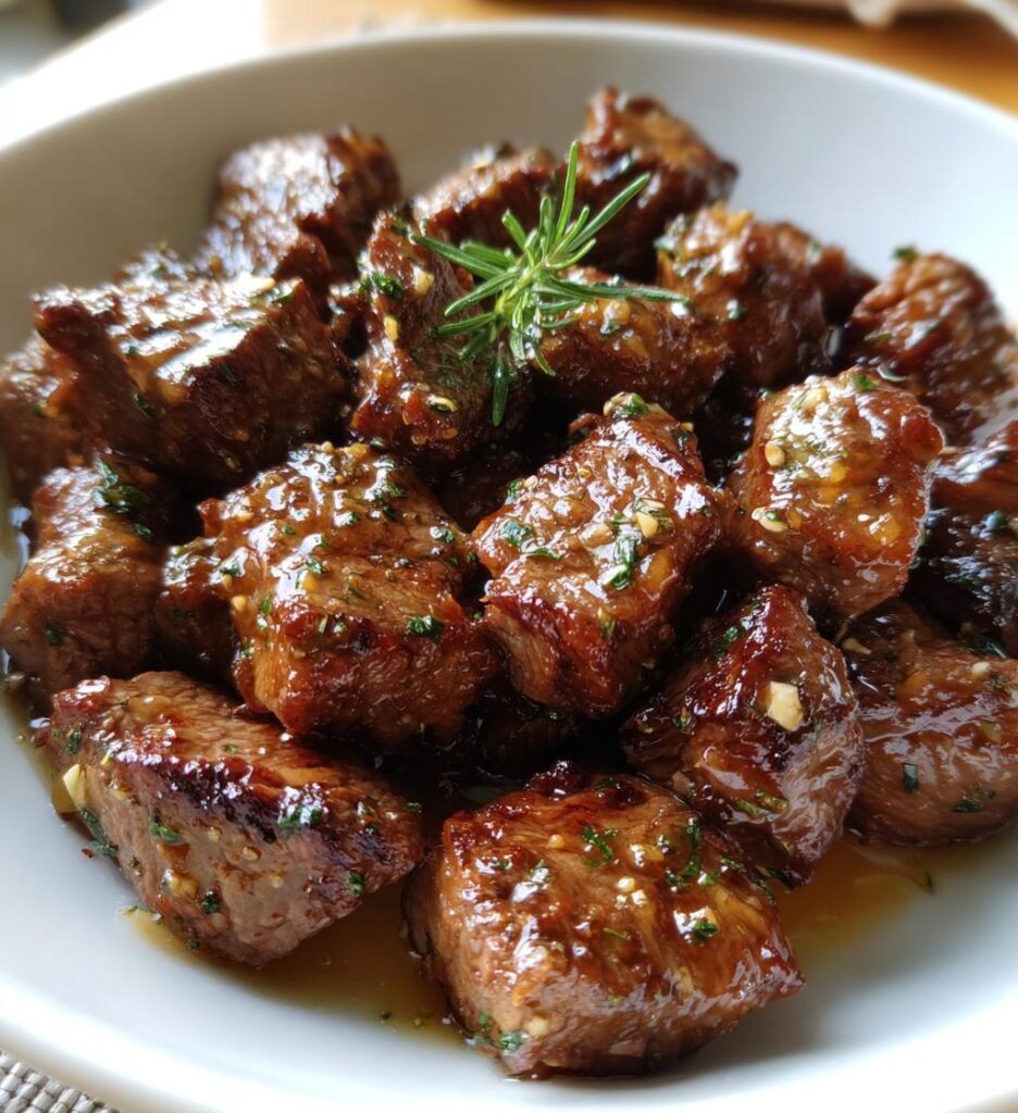 air fryer steak bites with garlic butter sauce
