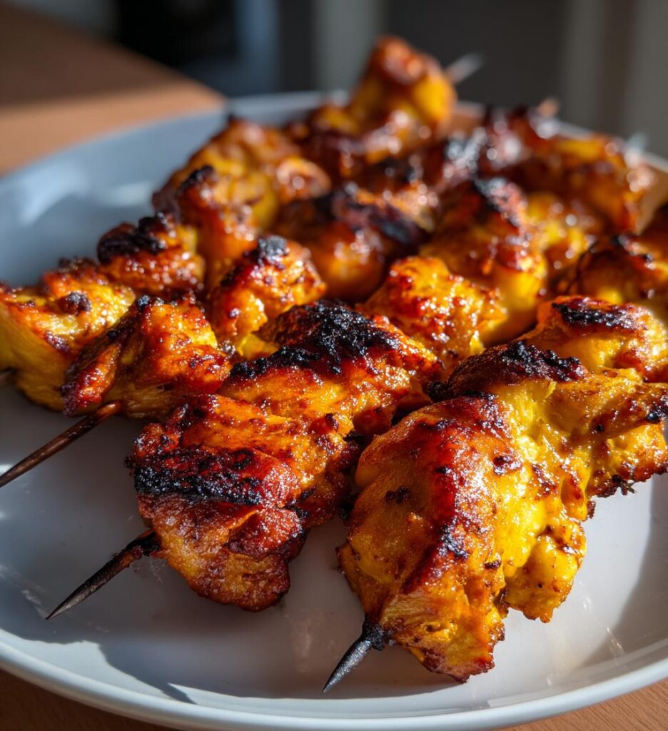 air fryer pineapple chicken skewers for summer