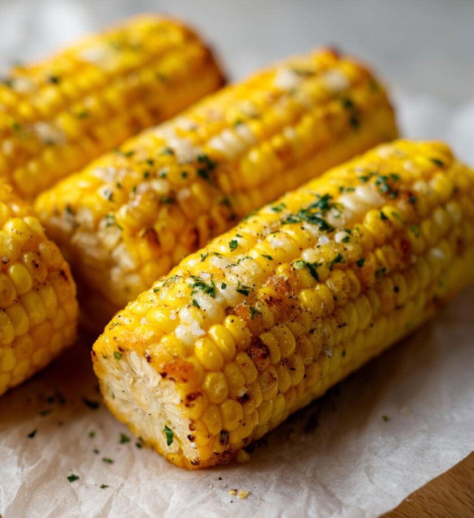 air fryer corn on the cob with butter and herbs