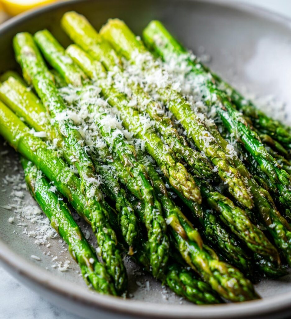 air fryer asparagus with lemon and parmesan