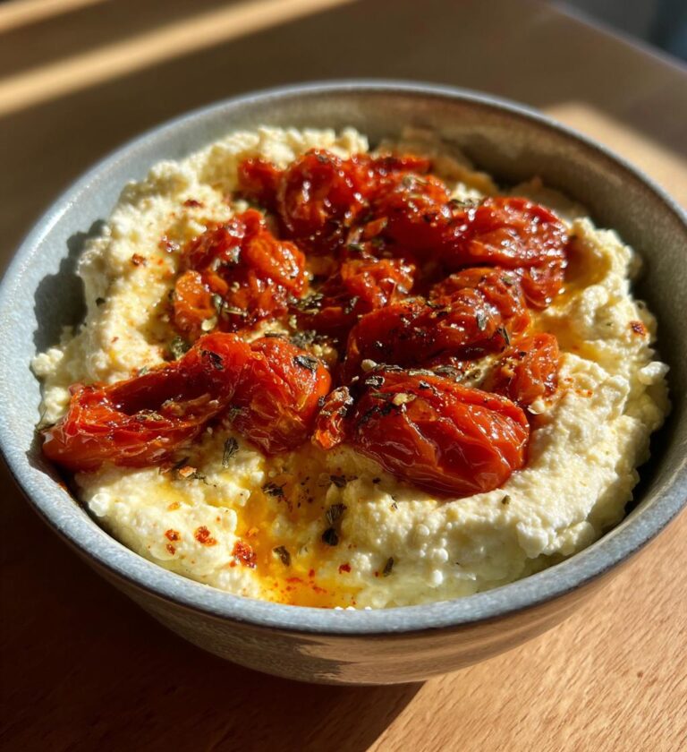 easy whipped feta dip with roasted tomatoes