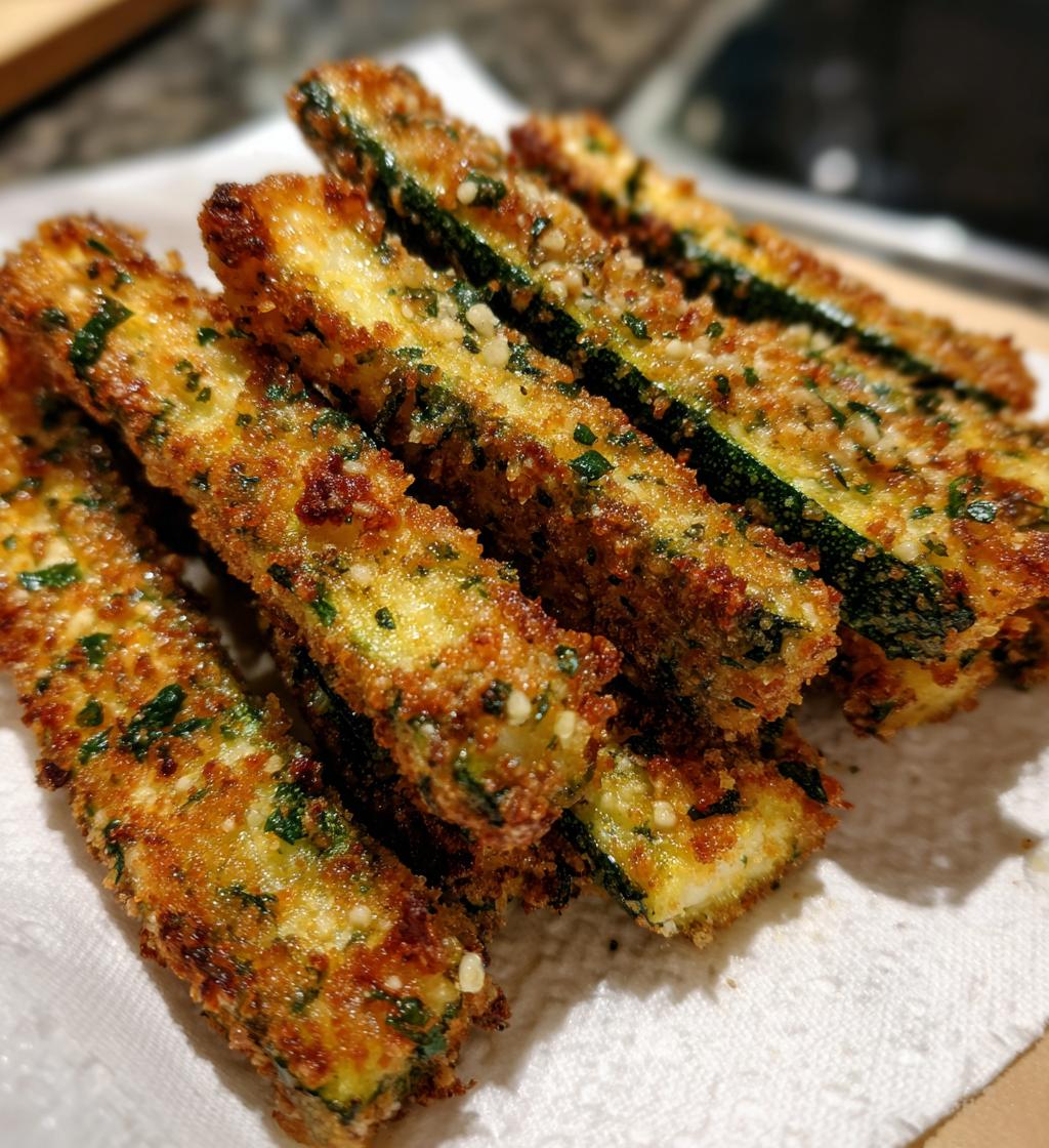 air fryer zucchini fries with garlic parmesan